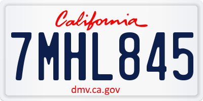 CA license plate 7MHL845