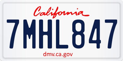 CA license plate 7MHL847