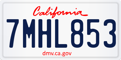 CA license plate 7MHL853