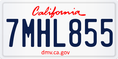 CA license plate 7MHL855
