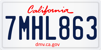 CA license plate 7MHL863