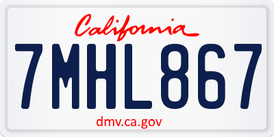 CA license plate 7MHL867