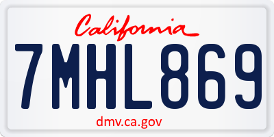 CA license plate 7MHL869