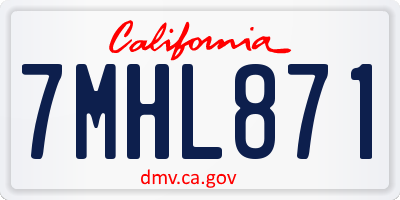 CA license plate 7MHL871