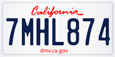 CA license plate 7MHL874