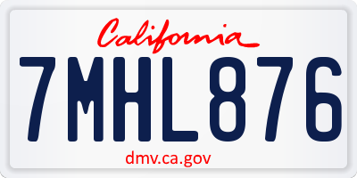 CA license plate 7MHL876