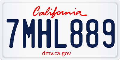 CA license plate 7MHL889