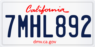 CA license plate 7MHL892