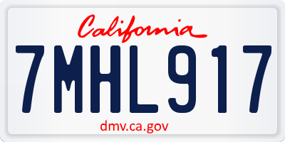 CA license plate 7MHL917