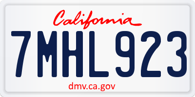 CA license plate 7MHL923