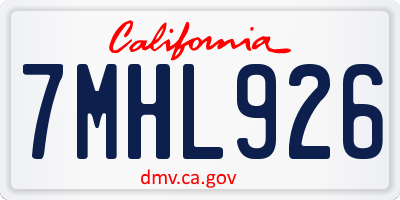 CA license plate 7MHL926