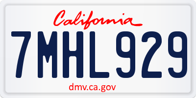 CA license plate 7MHL929