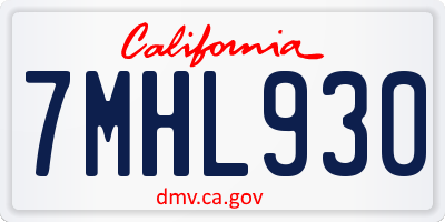 CA license plate 7MHL930