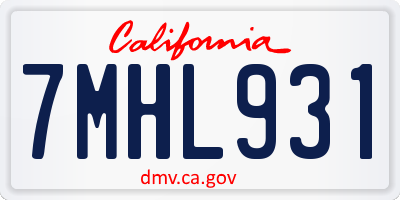 CA license plate 7MHL931