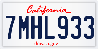 CA license plate 7MHL933