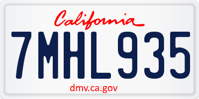 CA license plate 7MHL935