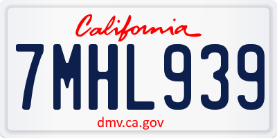 CA license plate 7MHL939