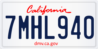 CA license plate 7MHL940