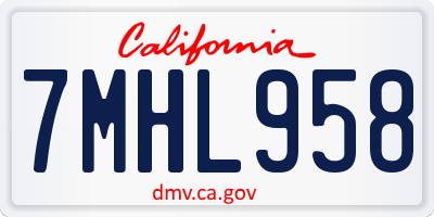 CA license plate 7MHL958