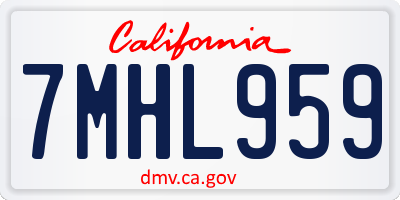 CA license plate 7MHL959