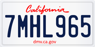 CA license plate 7MHL965