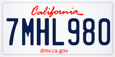 CA license plate 7MHL980