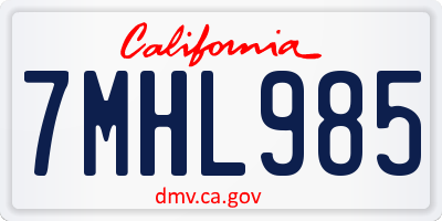 CA license plate 7MHL985