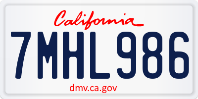 CA license plate 7MHL986
