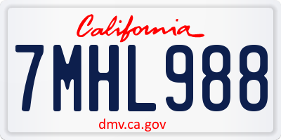 CA license plate 7MHL988