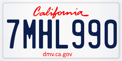 CA license plate 7MHL990