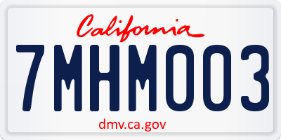 CA license plate 7MHM003