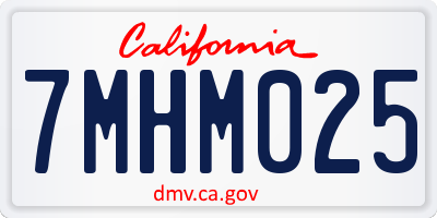 CA license plate 7MHM025