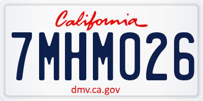 CA license plate 7MHM026