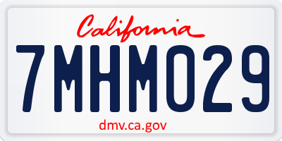 CA license plate 7MHM029