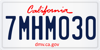 CA license plate 7MHM030