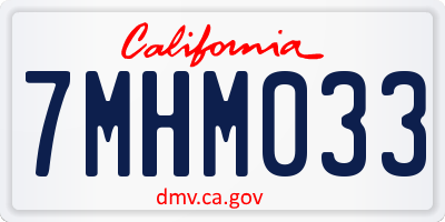 CA license plate 7MHM033