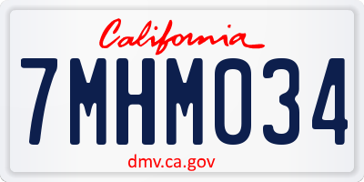 CA license plate 7MHM034