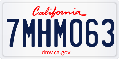 CA license plate 7MHM063