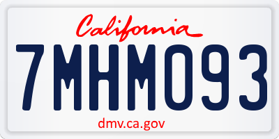CA license plate 7MHM093
