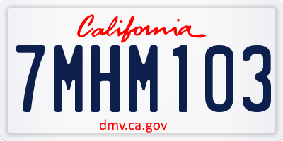 CA license plate 7MHM103