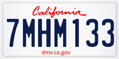 CA license plate 7MHM133