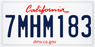 CA license plate 7MHM183