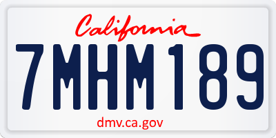 CA license plate 7MHM189