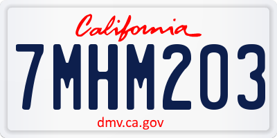 CA license plate 7MHM203