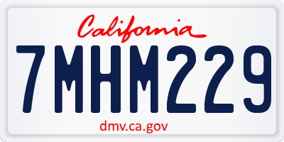 CA license plate 7MHM229