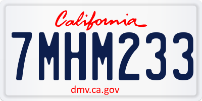 CA license plate 7MHM233