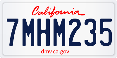 CA license plate 7MHM235