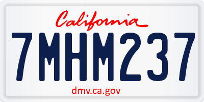 CA license plate 7MHM237