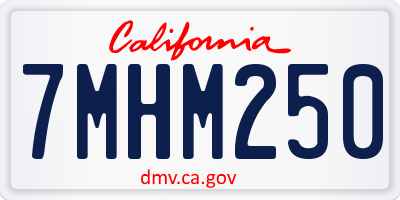 CA license plate 7MHM250
