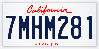 CA license plate 7MHM281